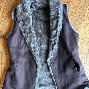 Crosby Dark Brown Faux Fur Vest